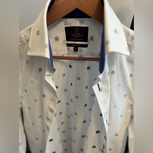 White/ blue high Collar dress shirt! - Picture 5 of 5